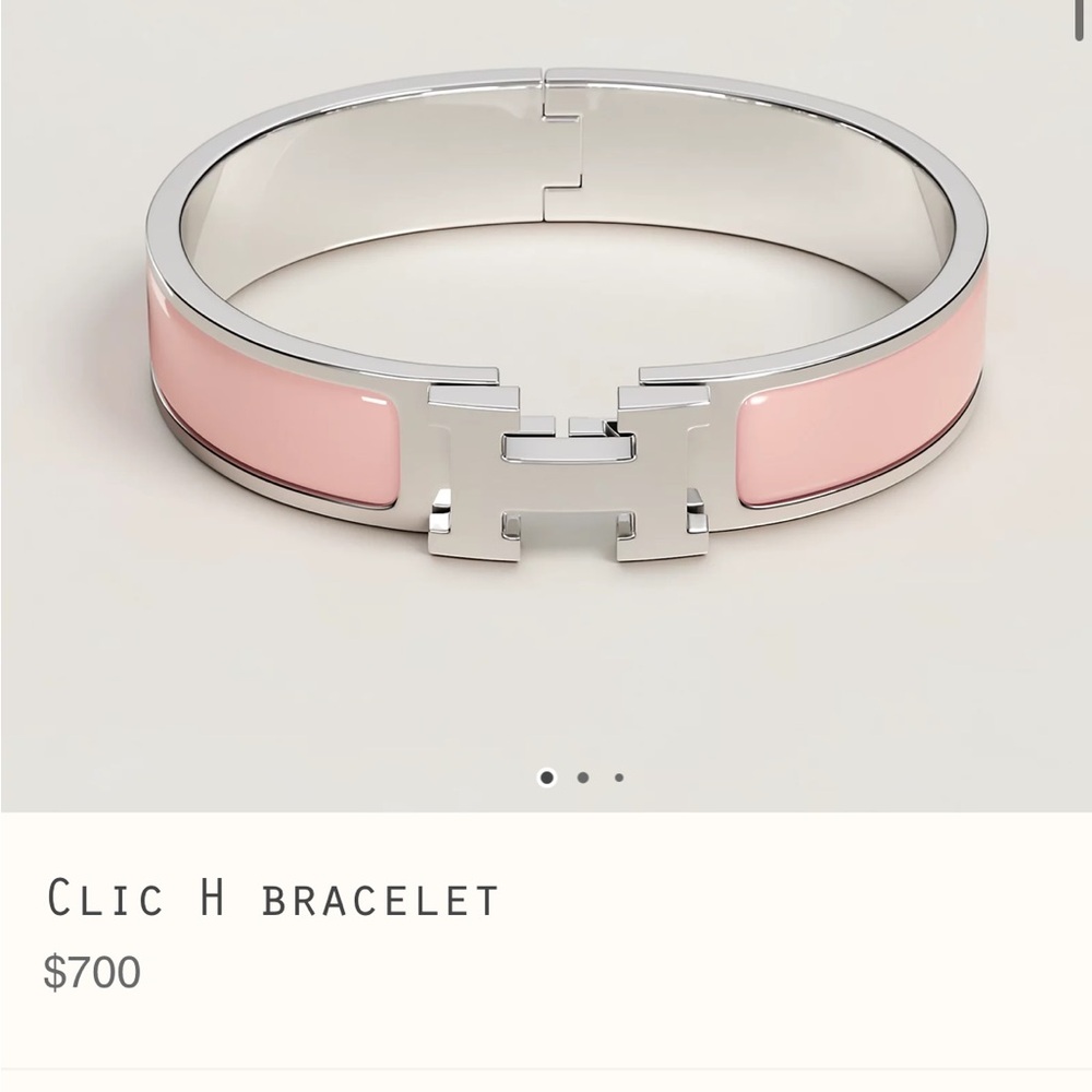 Hermes Clic H Bracelet- light pink/silver